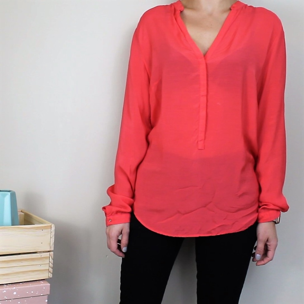 SOLD Zara Woman Coral Blouse Size M - Picture 6 of 7